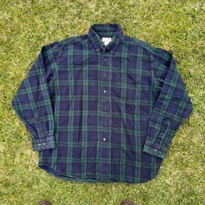 LL bean y2k plaid flannel button up Mens size XL